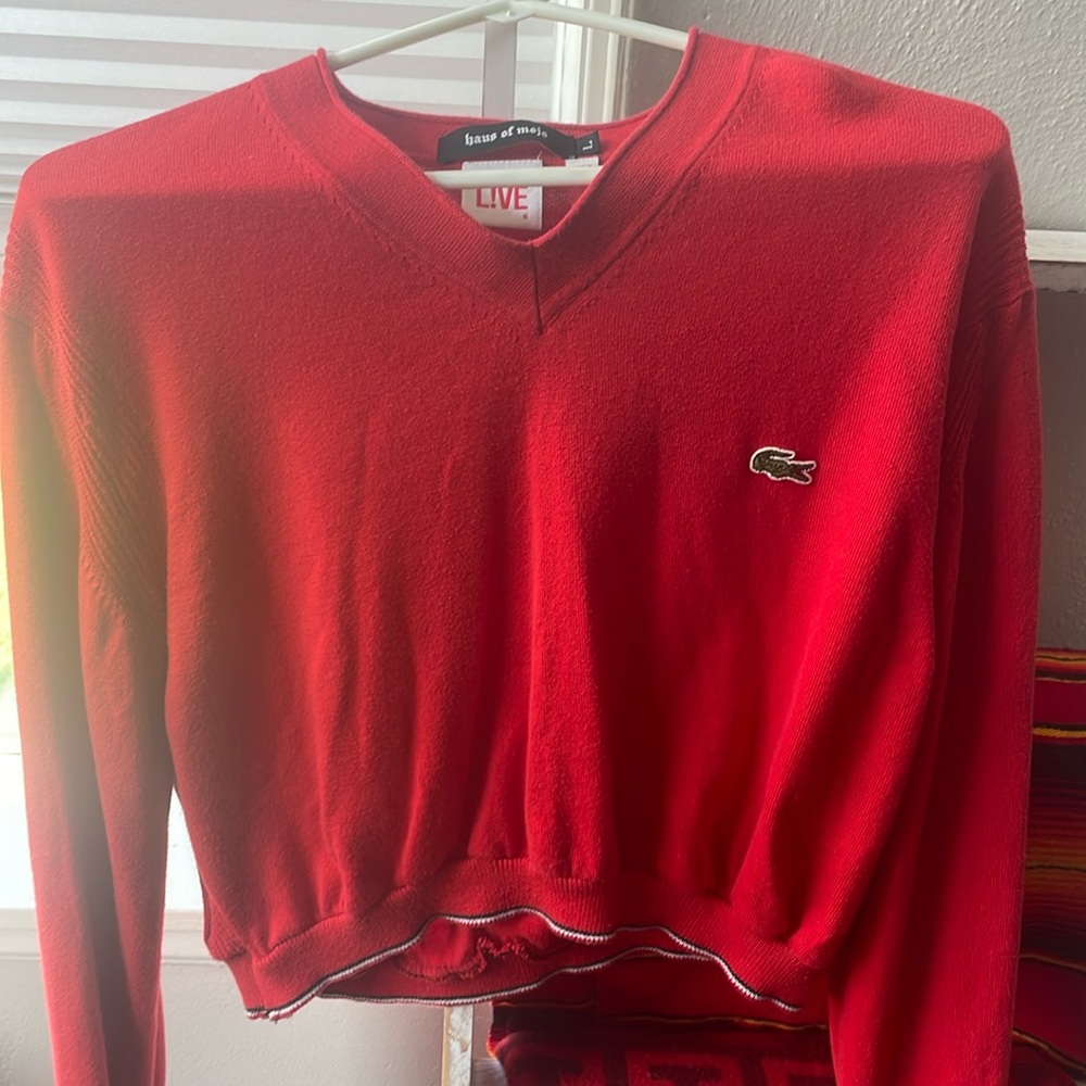 Long Sleeve Lacoste Crop Top